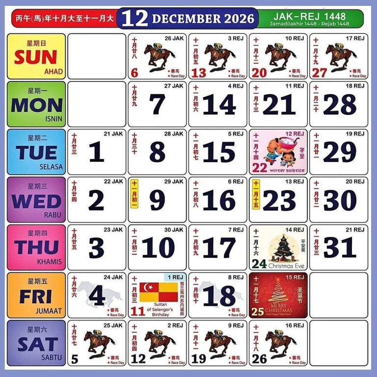 Kalendar Kuda Disember 2026