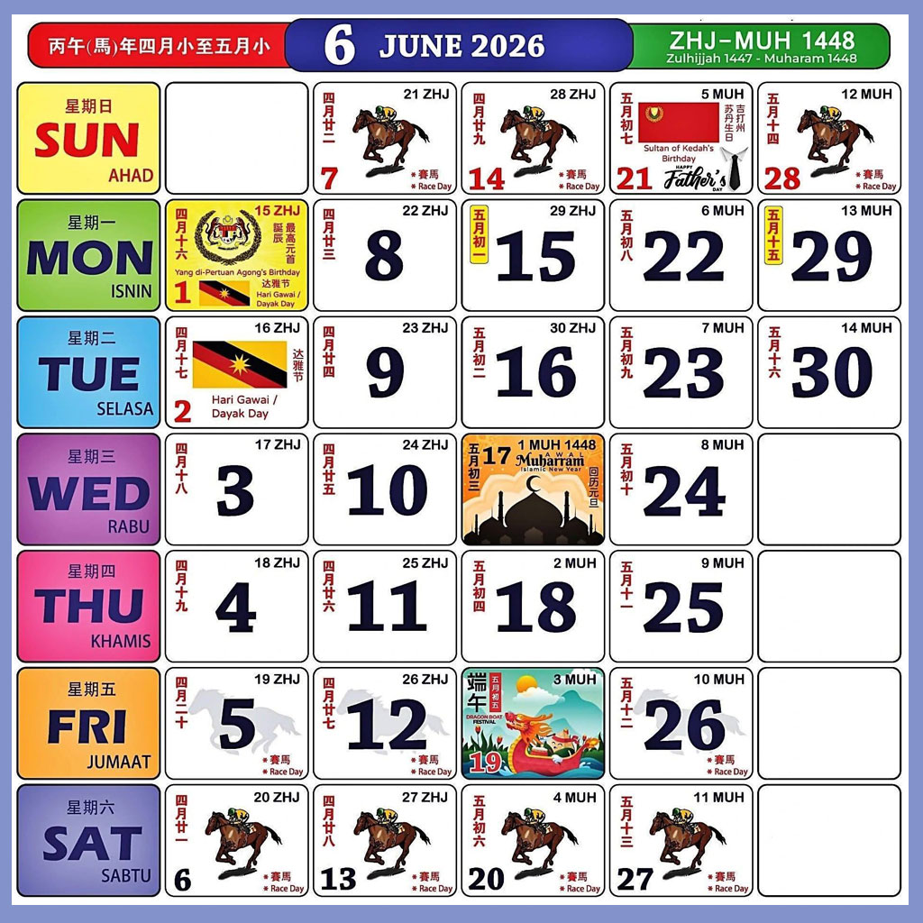 Kalendar Kuda Jun 2026
