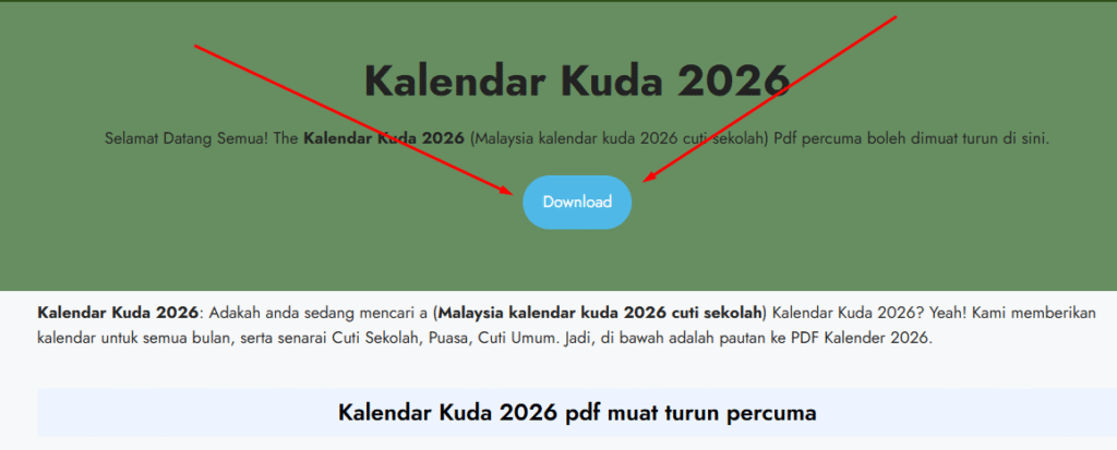 Kalendar Kuda 2026 pdf muat turun percuma